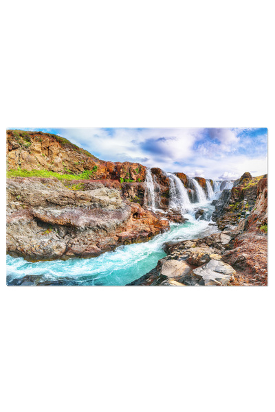 StoryGift Romania Tablou Canvas Peisaj Minunat Cu Cascada Kolufossar In Vara ...