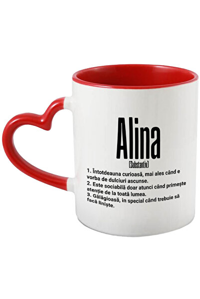 StoryGift Romania Cana Cu Numele Alina, si Mesaj Amuzant, Curioasa, Sociabila...