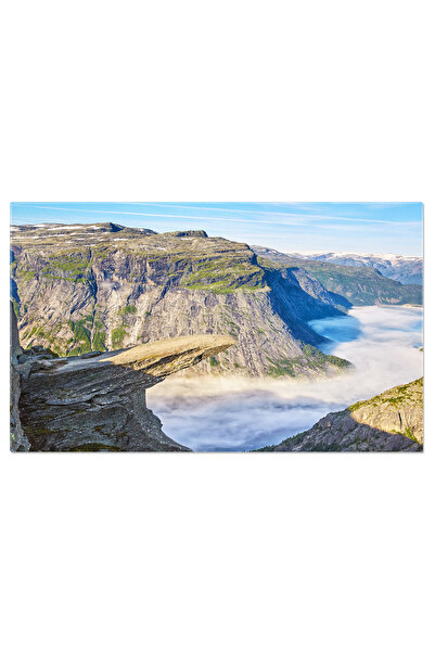 StoryGift Romania Tablou Canvas Cu Tongue Rock In Norvegia - Peisaj Mistuit D...