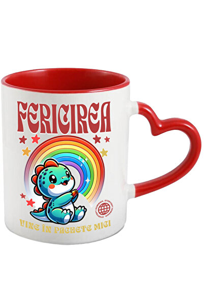 StoryGift Romania Cana cu Dinozaur Curcubeu colorat Text Fericirea Vine In Pa...
