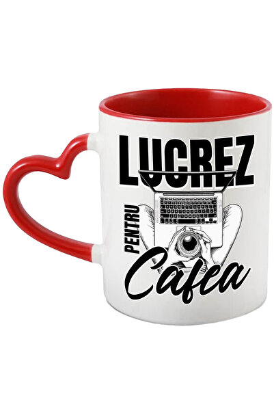 StoryGift Romania Cana Lucrez pentru cafea computer laptop energie, 330ml, Ceramica cu Maner Inima, Cu Maner Inim STG