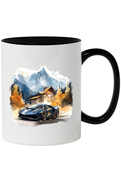 StoryGift Romania Cana Cu Ilustratie, Masina, Casa, Munte, Padure, Toamna, Mu...