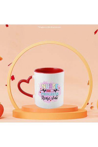 StoryGift Romania Mug with the message "Nurse progress, please wait", profession, illustration, work, dedication, With ,STG