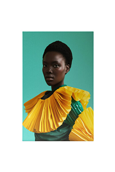 StoryGift Romania Tablou Canvas Guler De Culoare Galbenă Creponat Pe Bustul U...