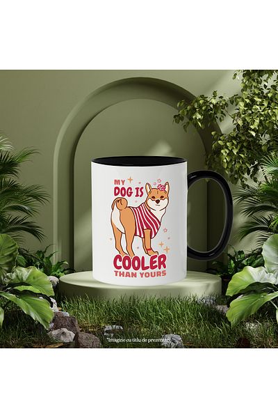 StoryGift Romania Mug With Message My Dog Is Cooler Than Yours, Shiba Inu, Stars, Multicolor 330 ml, , With