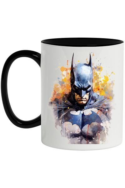 StoryGift Romania Cana Cu Portret, Personaj, Batman, DC, Supererou, Masca, Multicolor 330 ml, Cera, Cu Maner Negru
