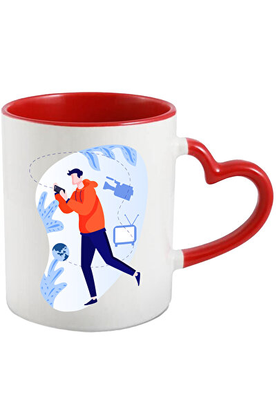 StoryGift Romania Cana Cu Planeta, Telefon, Film, Camera Video, Multicolor 330 ml, Ceramica cu Man, Cu Maner Inim STG