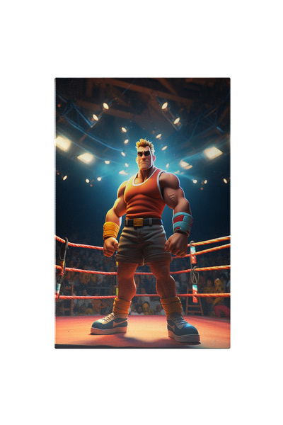 StoryGift Romania Tablou Canvas: Cartoon Personaj Animat In Ringul De Lupta Cu Bandaje Colorate La Mana Invingat