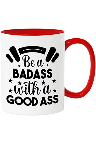 StoryGift Romania Cana cu stelute si haltera cu mesaj care indeamna femeile sa se antreneze pentru, Cu Maner Rosu STG