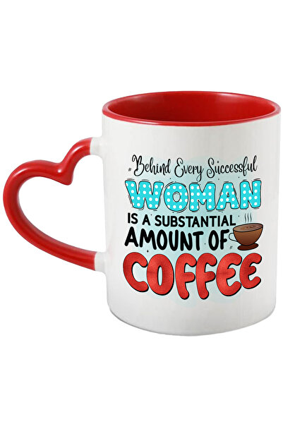 StoryGift Romania Cana cu mesajul "Behind every successful woman is a substantial amount of coffee, Cu Maner Inim STG