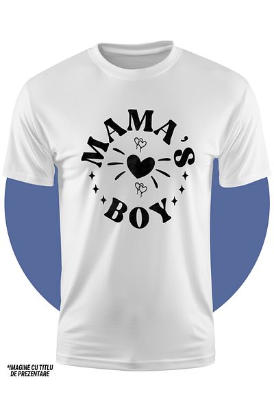 StoryGift Romania Tricou Copii cu inimioare si textul "Mama's boy" - baietelul mamei 100% Bumbac, Unisex, Al