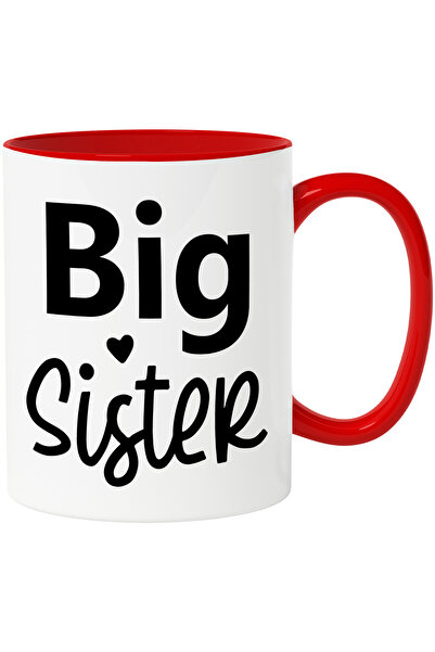 StoryGift Romania Cana cu inimioara pentru o sora mai mare - apreciere respect cu Maner Rosu, Cu Maner Rosu STG