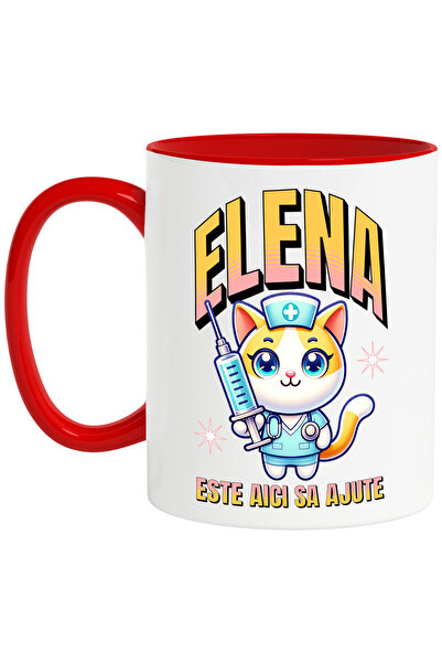 StoryGift Romania Cana cu Pisica Galbena Motan In Costum Medical Doctor Cu Se...