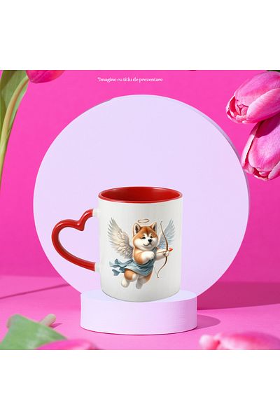 StoryGift Romania Mug with an Akita Inu puppy Cupid | illustration | archery | falling in love, With,STG.