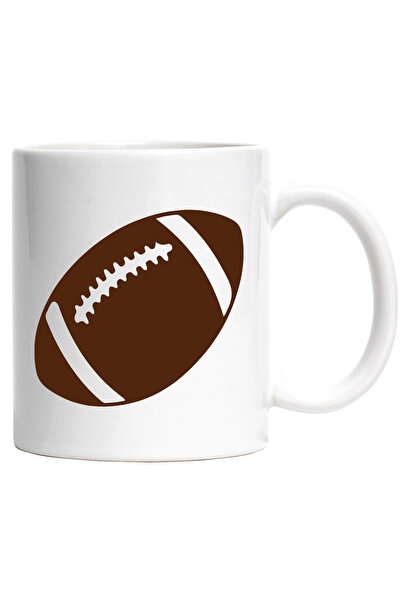 StoryGift Romania Cana cu o minge de fotbal american cu Maner Alb, Cu Maner A...