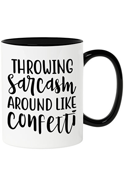 StoryGift Romania Cana cu textul "Aruncand cu sarcasm in jur cum arunc cu con...