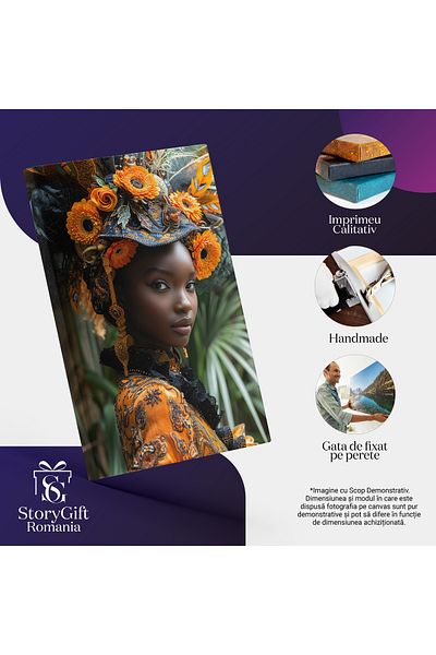 StoryGift Romania Tablou Canvas Armonia Culorilor În Frumusețea Captivantă A Femeii Cu Piele Cafenie Ornamente F