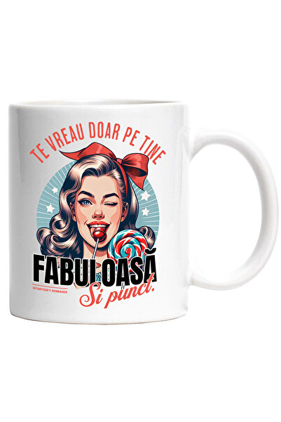 StoryGift Romania Cana cu Fata Cu Funda Si Acadea Atragatoare Text Te Vreau D...