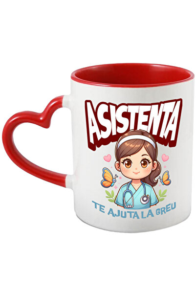 StoryGift Romania Cana cu Asistenta medicala Cu Tinuta Albastra Fluturi Color...