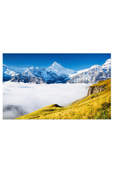 StoryGift Romania Tablou Canvas Lant Montan Si Nori Albi In Cerul Albastru, P...