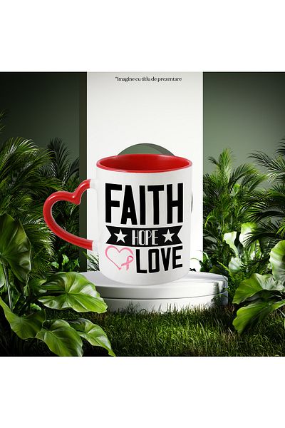 StoryGift Romania Mug with the text in English "Faith, hope, love" - ​​faith, hope, love and, With,STG.