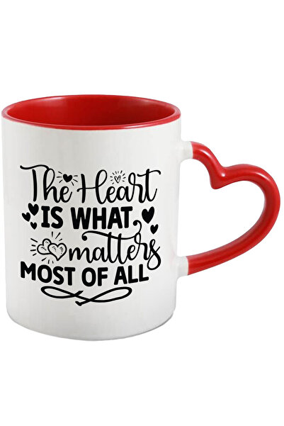 StoryGift Romania Mug with hearts and message that the heart is what matters,...