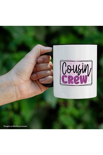 StoryGift Romania Mug with the message "Cousin crew", cousins ​​team, illustration, family, relatives, in, With, STG