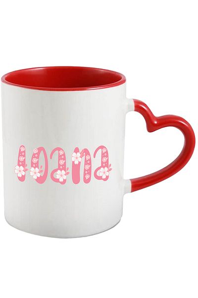 StoryGift Romania Cana Cu Numele Ioana, Flori, Colorat, Roz, Dragut, 330ml, Ceramica cu Maner Inim, Cu Maner Inim STG