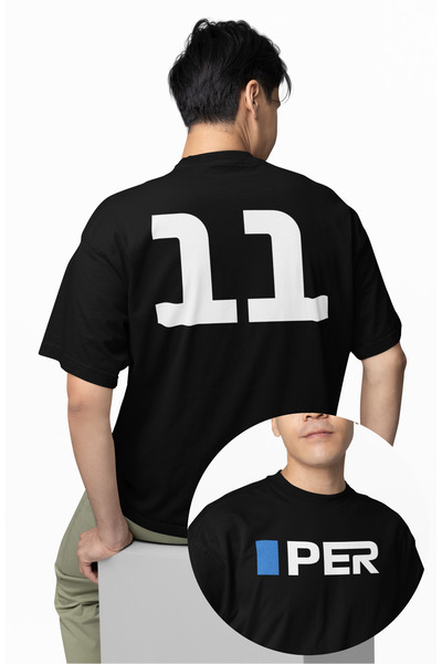 Fuddy Moda تي شيرت سيرجيو بيريز 11 مكتوب كبير الحجم للجنسين، تي شيرت مطبوع بظ...