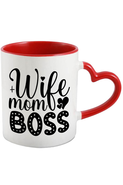 StoryGift Romania Cana cu inimioare si textul "Wife, mom, boss" - sotie mama ...