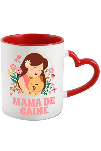 StoryGift Romania Cana cu Fata Si caine Rama Naturala Creanga Flori Colorate ...