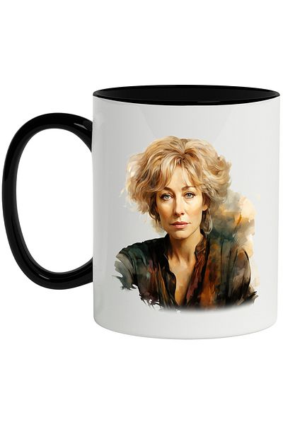 StoryGift Romania Cana Cu Charlize Theron, Actricta, Portret, Celebritate, Multicolor 330 ml, Cera, Cu Maner Negru