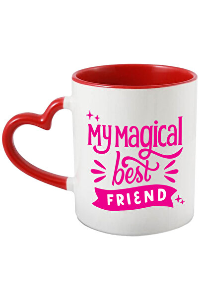 StoryGift Romania Cana pentru cea mai buna prietena cu mesajul "Cea mai buna prietena magica" cu M, Cu Maner Inim STG