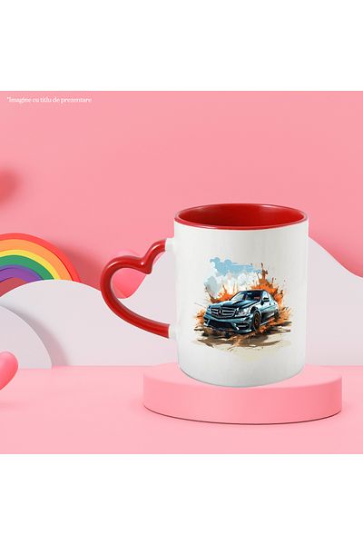 StoryGift Romania Car Mug, Mercedes Benz, Clouds, Sky, Wheels, Splash, Multicolor 330 ml, Ceram, With, STG.