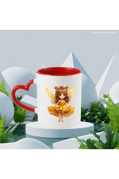 StoryGift Romania Cana Cu O Fetita Dragalasa Cu Aripi De Zana | Ilustratie | Rochie Galbena | Ca-n, Cu ,stg