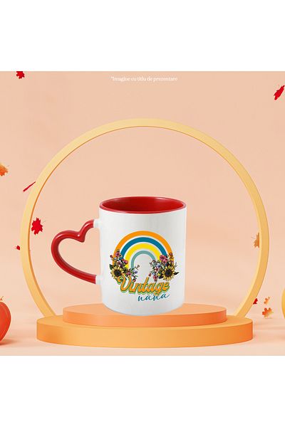 StoryGift Romania Mug with the message "Vintage nana", illustration, retro style, old, old fashioned, fl, With ,STG