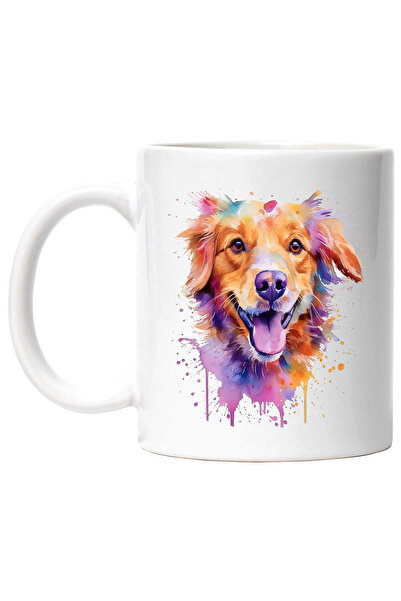 StoryGift Romania Cana Cu Caine, Zambet, Watercolor, Stropi Vopsea, Animal, M...