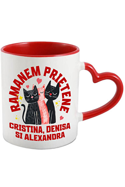 StoryGift Romania Cana cu Trei Pisici Portret Doua negre Una Roz Iubire Text ...