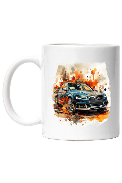 StoryGift Romania Cana Cu Masina, Ilustratie, Audi, Stropi De Culoare, Multicolor 330 ml, Ceramica, Cu Maner Alb