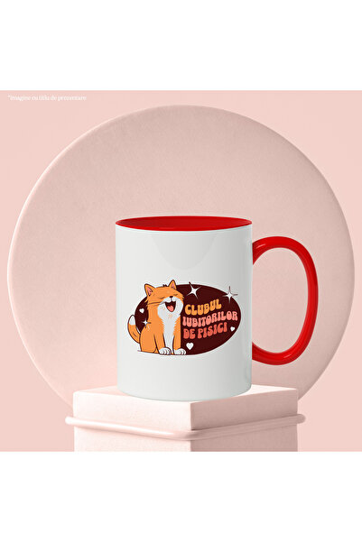 StoryGift Romania Happy Cat Mug, text CAT LOVERS CLUB, 330ml, Ceramic with R Handle, With ,STG.