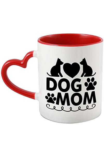 StoryGift Romania Cana cu inimioara si labute cu textul "Dog mom" - mama de c...