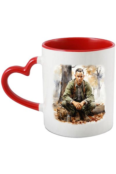 StoryGift Romania Cana Cu Forrest Gump, Personaj Fictiv, Film, Hollywood, Multicolor 330 ml, Ceram, Cu Maner Inim STG