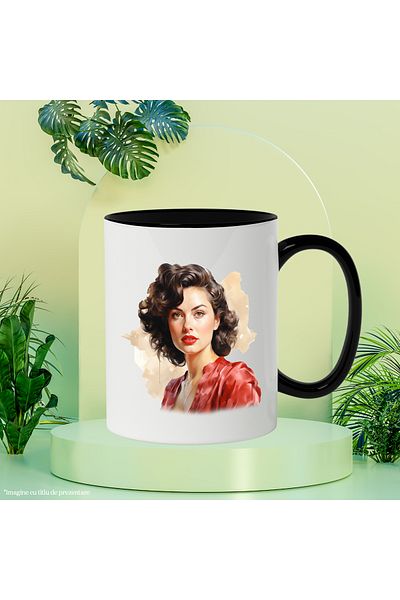 StoryGift Romania Mug With Sophia Loren, Celebrity, Actress, Movie, Retro, Multicolor 330 ml, Wax, With