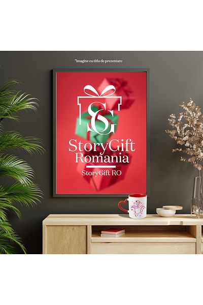 StoryGift Romania Cana cu 2 pasari flamingo care formeaza o inima cu gaturile lor, Valentine's Day, Cu Maner Inim STG