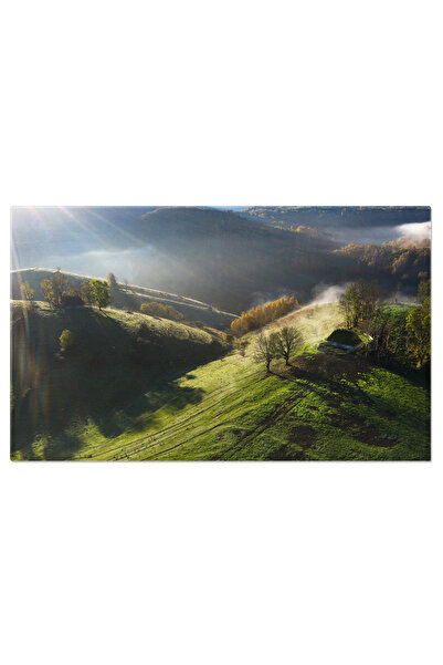 StoryGift Romania Tablou Canvas: Casa Rustica, Acoperis Traditional, Peisaj R...