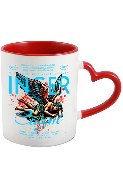 StoryGift Romania Cana Inger Cazut - Loialitate, 330ml, Ceramica cu Maner Ini...