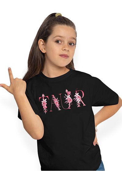 StoryGift Romania Tricou Copii Fete Cu Numele Taur, Floral, Colorat, Creativ, Frumos, Unicat 100% Bumbac, Un