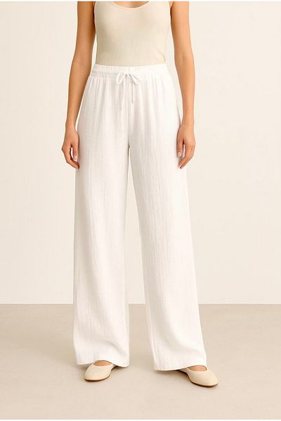 Heyya Pantaloni largi din muselină, 100% bumbac, cu două straturi