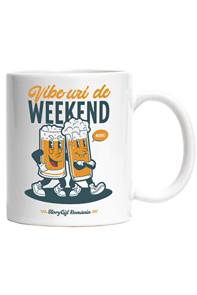 StoryGift Romania Cana Vibeuri de Weekend petrecere bere pahar, 330ml, Cerami...