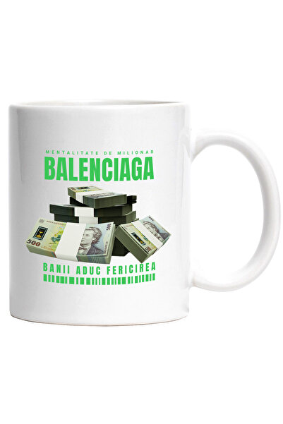 StoryGift Romania Cana _Balenciaga_ - Banii Aduc Fericirea, 330ml, Ceramic cu...